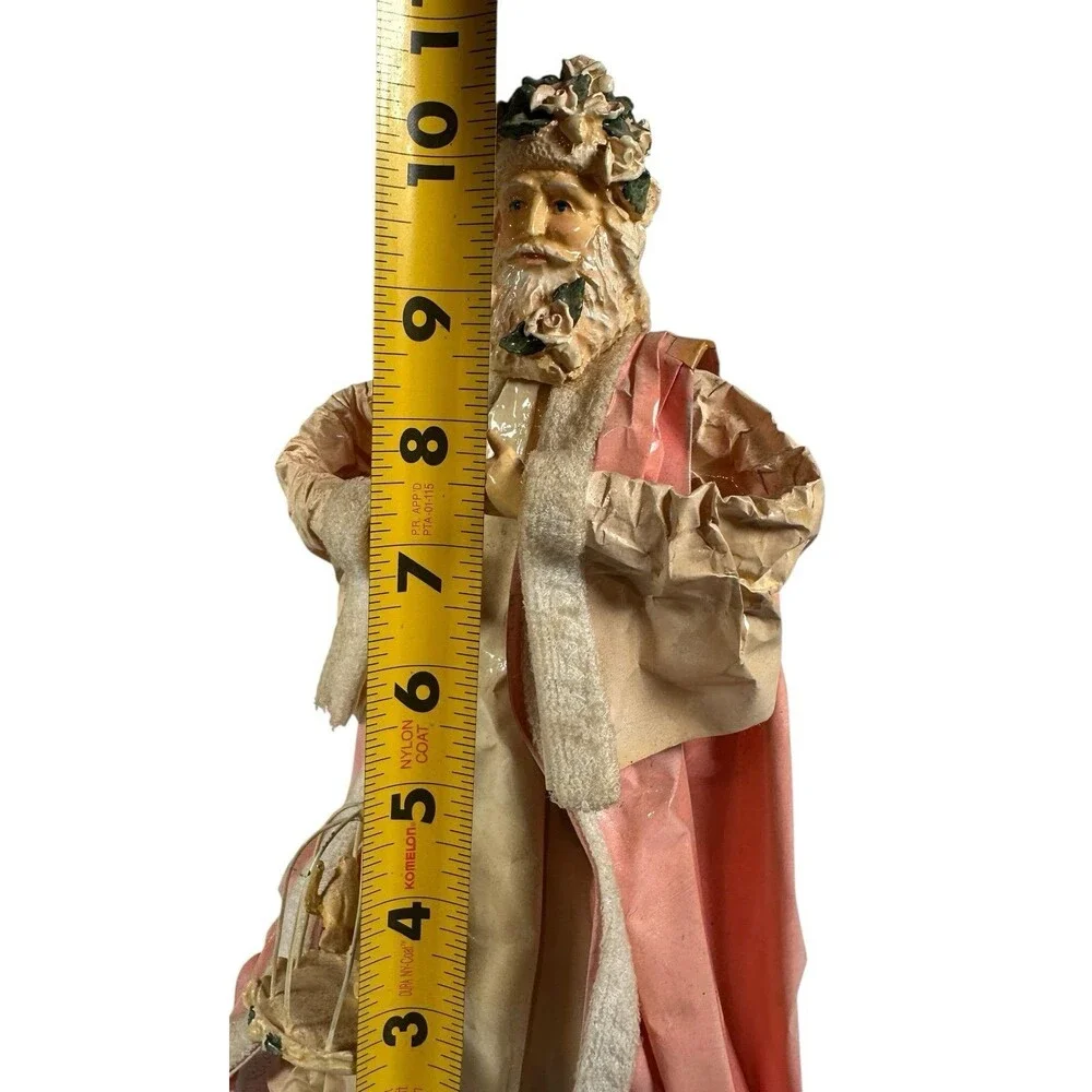 Vintage SILVESTRI Paper Mache Santa - Pink Father Christmas Tree Topper Decor